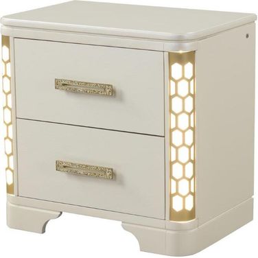 Jasmine Nightstand With Led Light Made With Wood In Beige