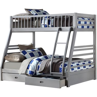 Jason Gray Twin over Full Bunk Bed w/ Storage