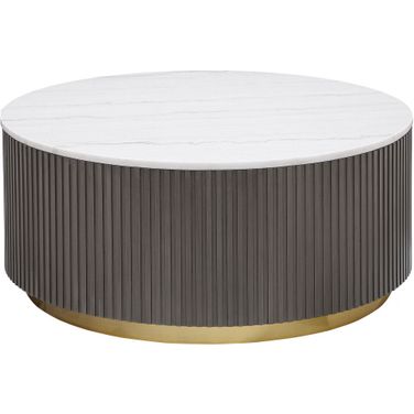 Jason Round Marble Top Coffee Table In Charcoal and White