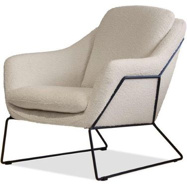 Jasper Cream Boucle Fabric Armchair With Light Black Iron Frame