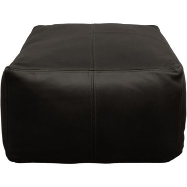 Java Leather Pouf In Antique Black