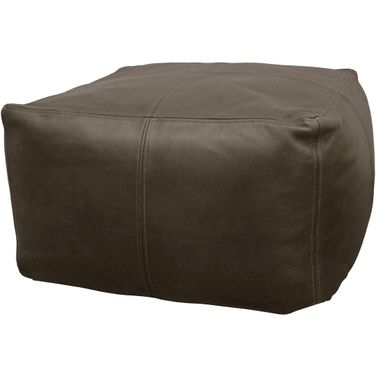 Java Leather Pouf In Grey