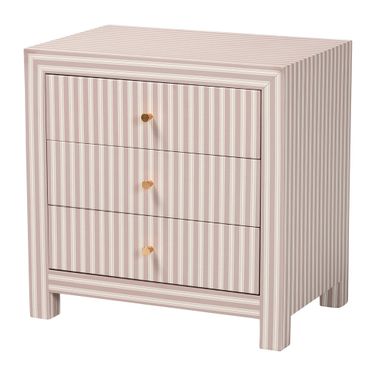 Javianne 3-Drawer Accent Storage End Table In White and Beige