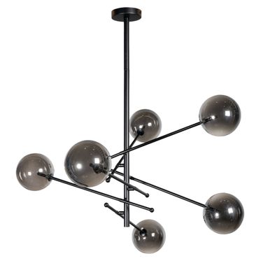Javier 6 Light Metal and Glass Sputnik Chandelier In Black