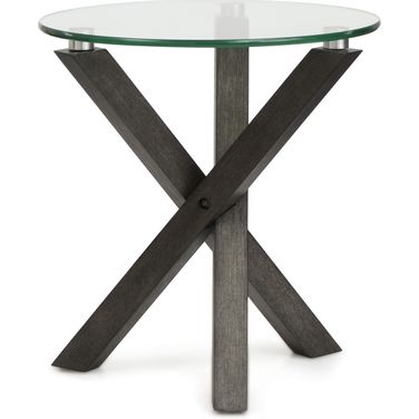 Jax Round End Table In Carbon Shadow and Chrome