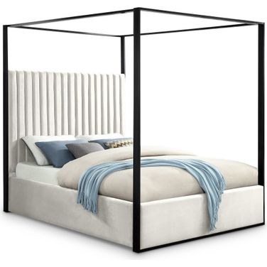 Jax Velvet King Bed In Cream