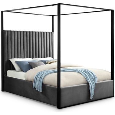 Jax Velvet King Bed In Grey