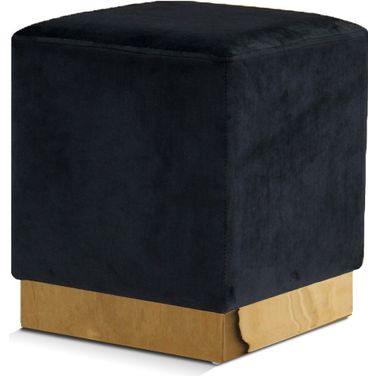 Jax Velvet Ottoman/Stool In Black/Gold
