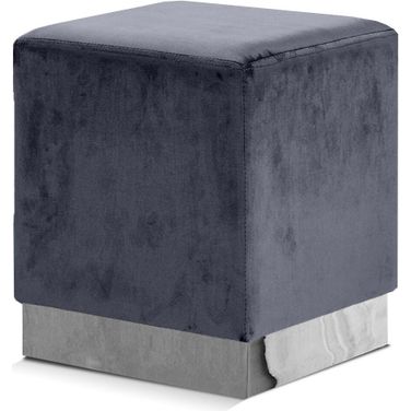 Jax Velvet Ottoman/Stool In Grey/Chrome