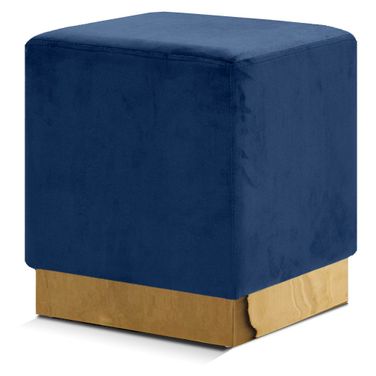Jax Velvet Ottoman and Stool In Navy and Gold