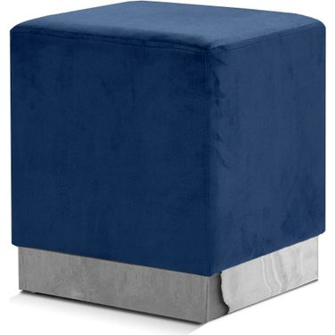 Jax Velvet Ottoman and Stool In Navy and Chrome