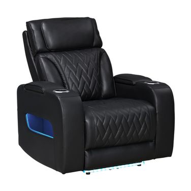 Jazz 37 Inch Leather Aire Transformer Power Reclining Chair In Black