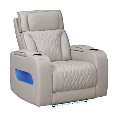 Jazz 37 Inch Leather Aire Transformer Power Reclining Chair In Ice