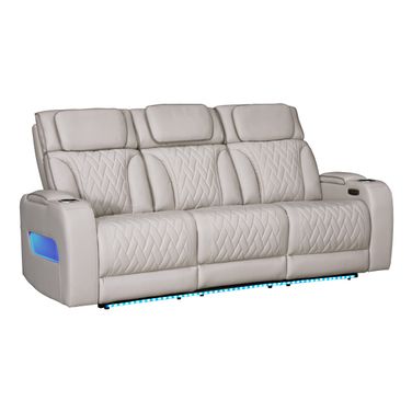 Jazz 84 Inch Leather Aire Transformer Power Reclining Sofa In Ice