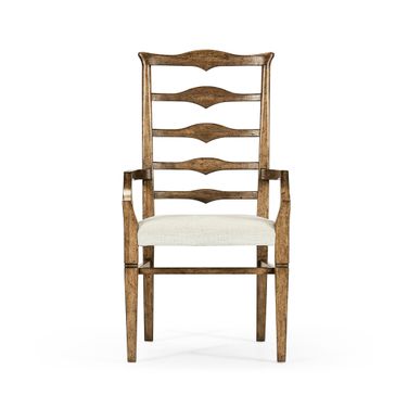 JC Casual Pompano Ladderback Accent Arm Chair In Medium Driftwood