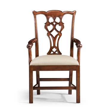 JC Traditional Buckingham Chippendale Arm Chair In Medium Antique Mahogany