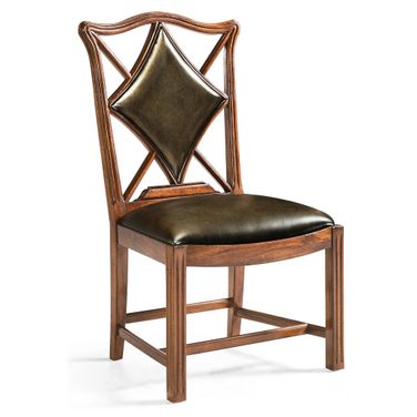 JC Traditional Playing Card "Diamond" Side Chair In Medium Walnut