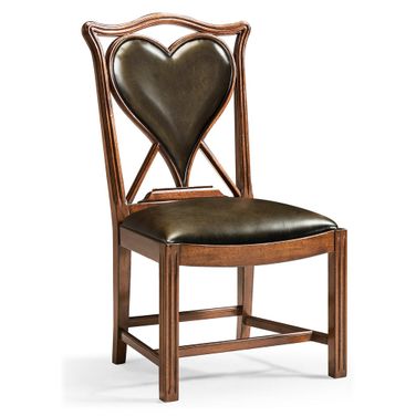 JC Traditional Playing Card "Heart" Side Chair In Medium Walnut