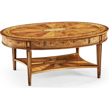 JC Traditional Sheraton Oval Coffee Table In Light Satinwood