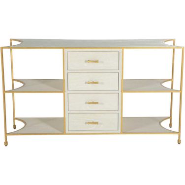 Jeanelle Storage Console In Cerused White and Stained Gold