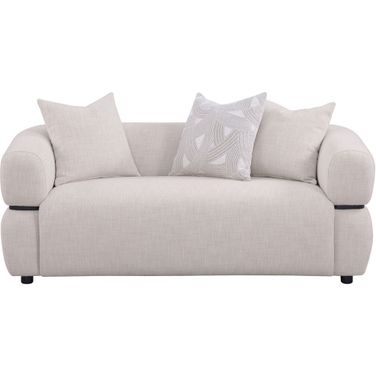 Jeanette 73-Inch Fabric Upholstered Round Arm Loveseat In Beige