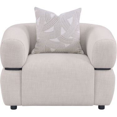 Jeanette Fabric Upholstered Round Arm Accent Chair In Beige
