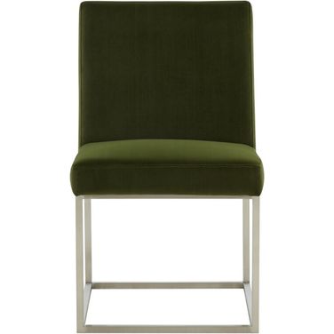 Jenette Dining Chair In Forest Green And Silver