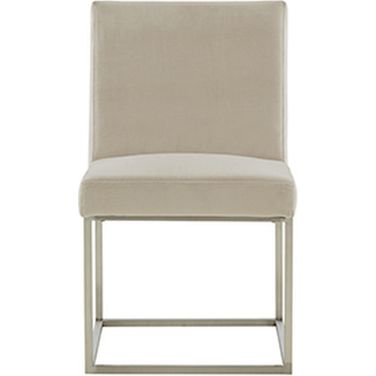 Jenette Velvet Fabric Dining Chair In Taupe And Silver