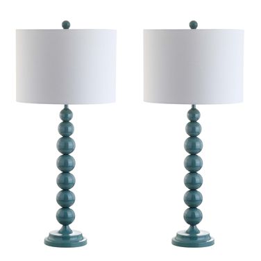 Jenna Marine Blue and Off-White 31.5 Inch Stacked Ball Lamp Set of 2