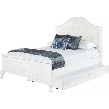Jenna White Full Panel Bed With Trundle