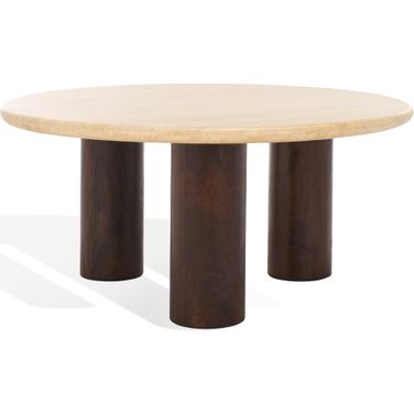 Jennamira Travertine Coffee Table In Dark Brown and Travertine