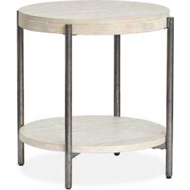 Jennings Round End Table In Edgecomb Grey and Weathered Antique Nickel