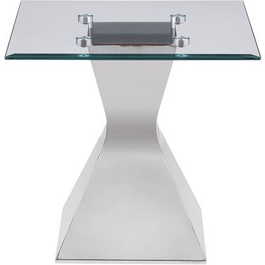 Jenny Glass Top Stainless Steel Side End Table In Chrome