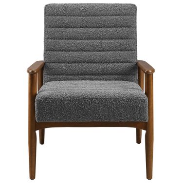 Jensen Boucle Fabric Accent Chair In Walnut and Charcoal