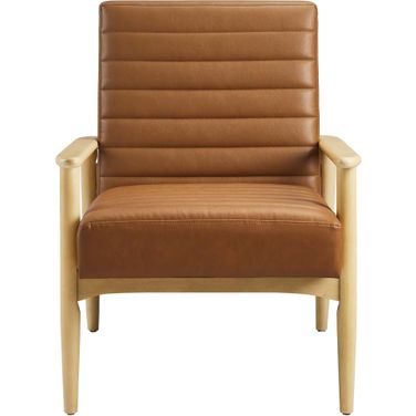 Jensen Vegan Leather Accent Chair In Natural and Tan