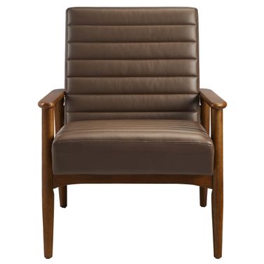 Jensen Vegan Leather Accent Chair In Walnut Brown