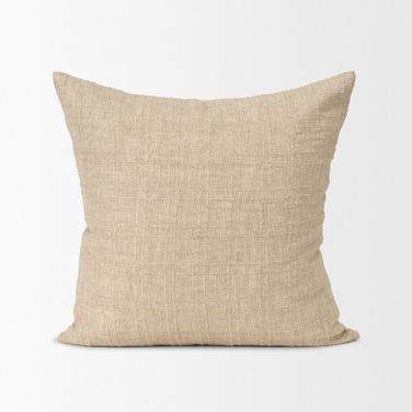 Jeren Checker Textured Cotton-Linen Decorative Square Pillow Cover In Ivory