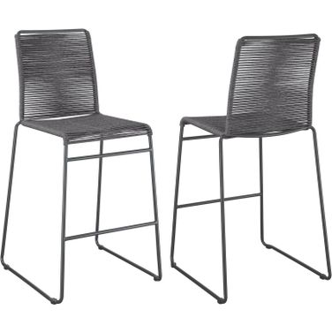 Jerome Upholstered Bar Stools with Footrest Set of 2 Charcoal and Gunmetal