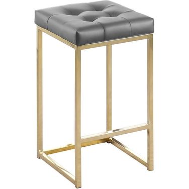 Jersey Gray Faux Leather Counter Height Stool Set of 2 In Gold