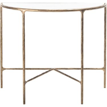 Jessa Forged Metal Console Table In White And Brass
