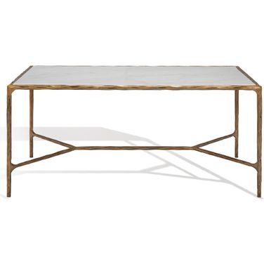 Jessa Metal Coffee Table In White and Brushed Brass