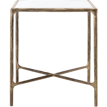Jessa Metal Square End Table In White And Brass