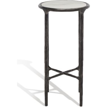 Jessa Metal Tall Round End Table In Black and White