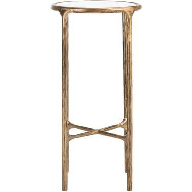 Jessa Metal Tall Round End Table In White And Brass