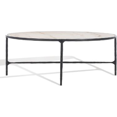 Jessa Oval Metal Coffee Table In Black and White