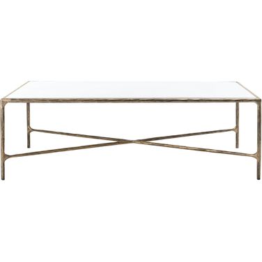 Jessa Rectangle Coffee Table In White And Brass