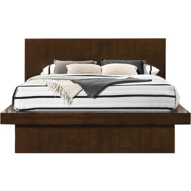 Jessica Eastern King Platform Bed with Rail Seating Cappuccino