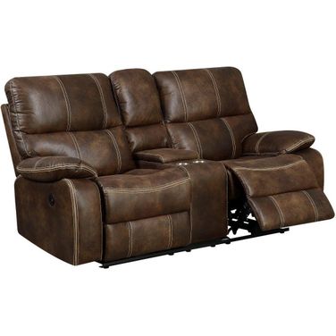 Jessie James Power Reclining Loveseat In Chocolate Brown