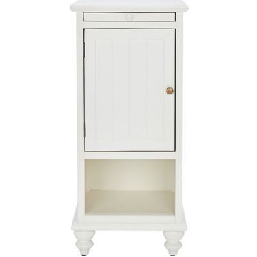 Jezabel White 1-Cabinet End Table with Pull-Out Tray