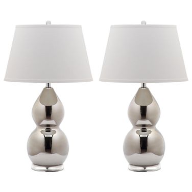Jill 26.5-Inch H Double- Gourd Ceramic Lamp in Silver Set of 2